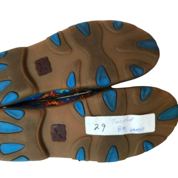 Twisted X Women's 8M Canvas Boat Shoe Driving Mocs Blue Aztec - Picture 9 of 9